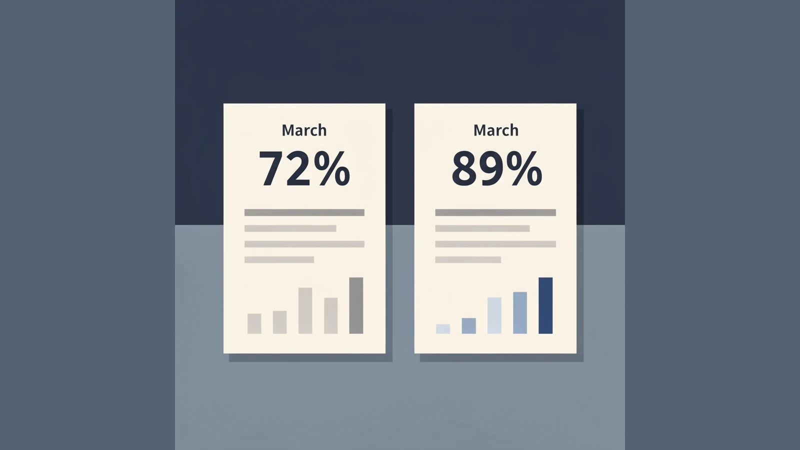 Two schedule reliability publications side by side showing different figures