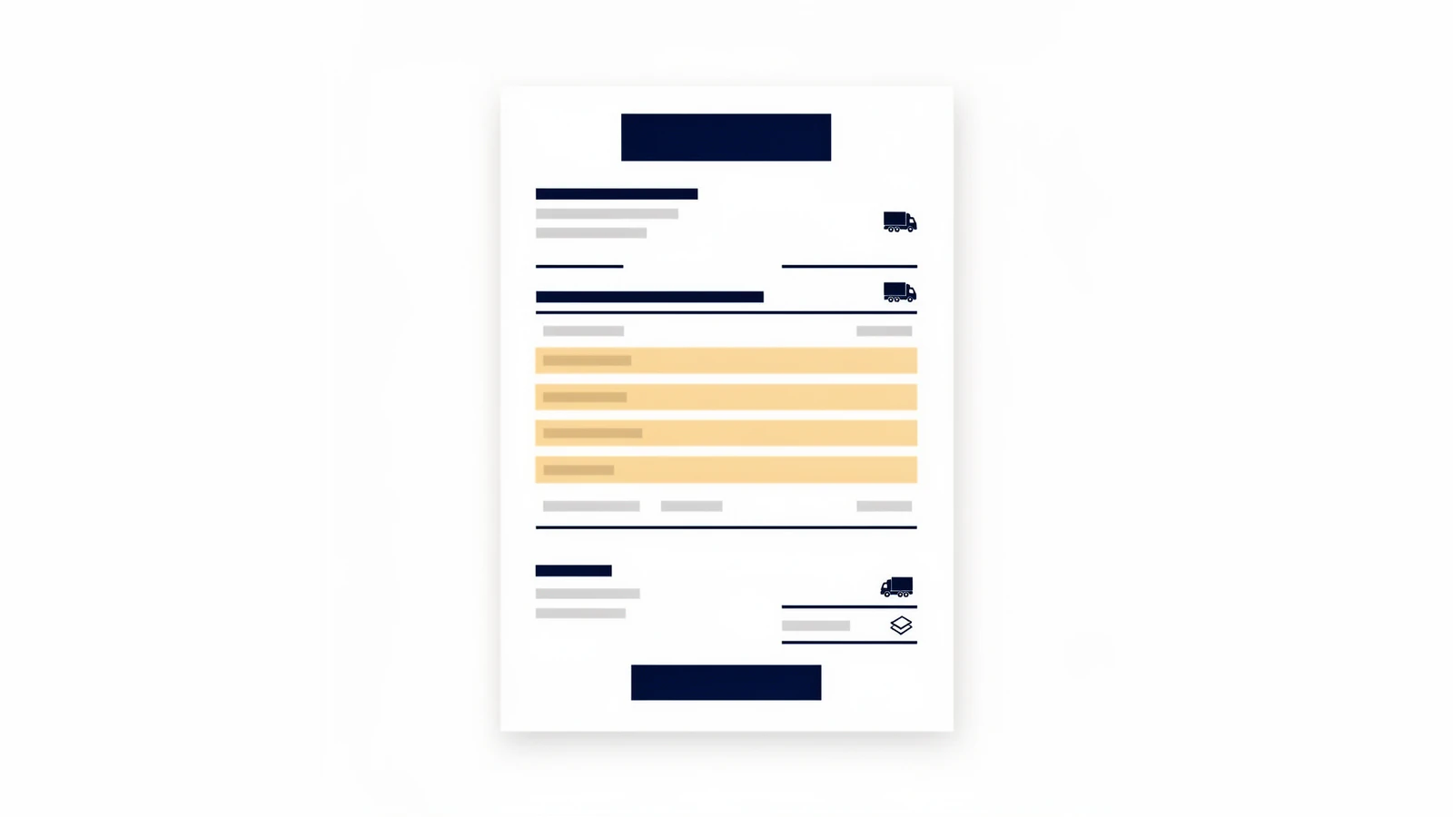 Anonymised freight invoice with ocean freight, terminal handling, entry and drayage lines highlighted
