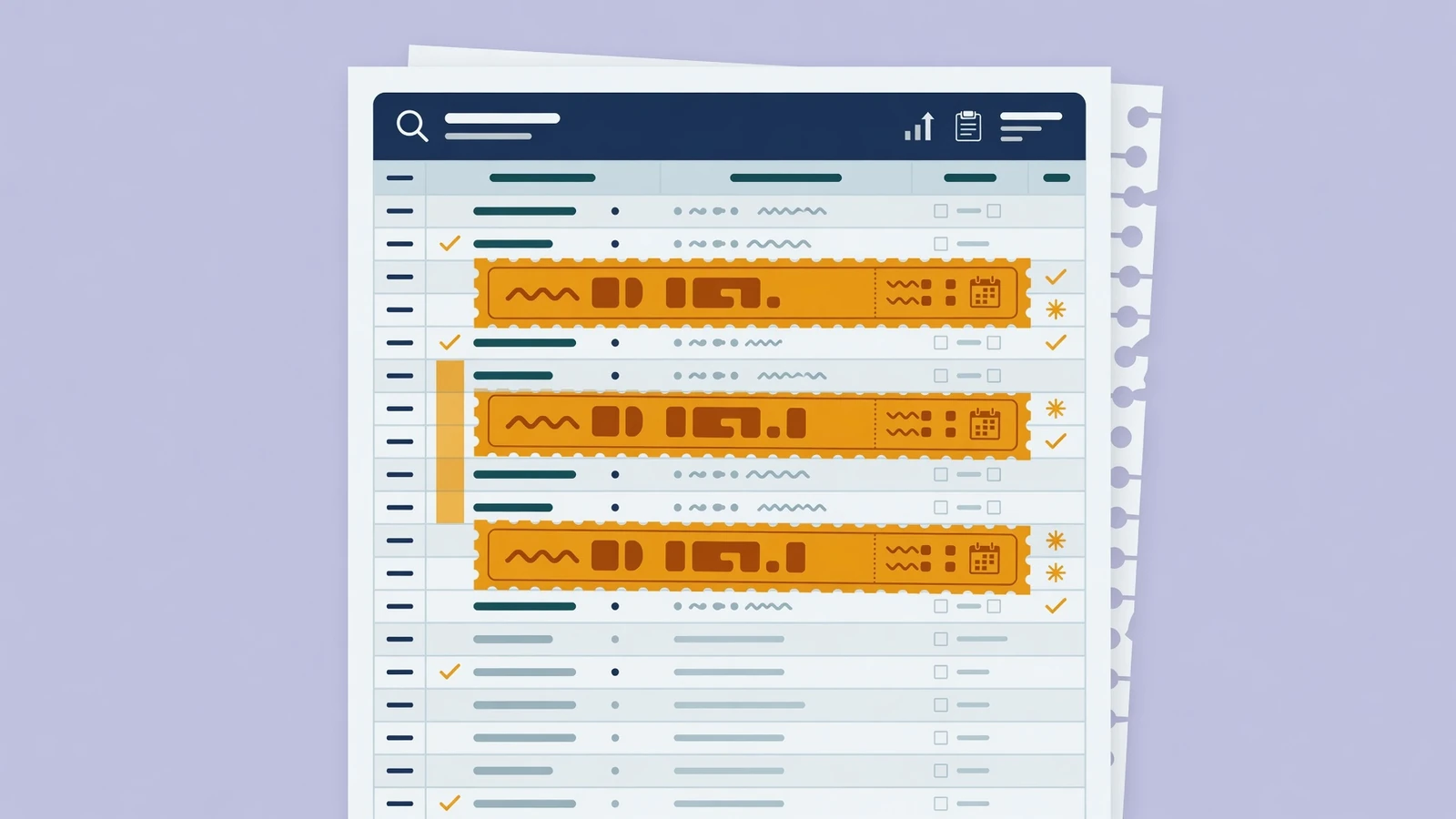 Measurement sheet showing how few of twenty pages date the price they publish
